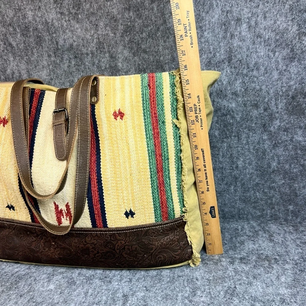 Myra Bag Multicolor Striped Tote with Brown Accents Shoulder Bag